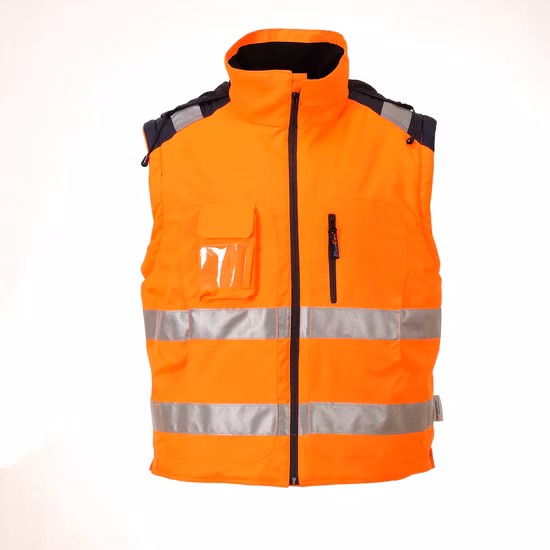 Hi Viz Reflective Jackets High Visibility Waterproof Roadway Safety Clothing 2 in 1 Removable Sleeves Work Wear Jacket