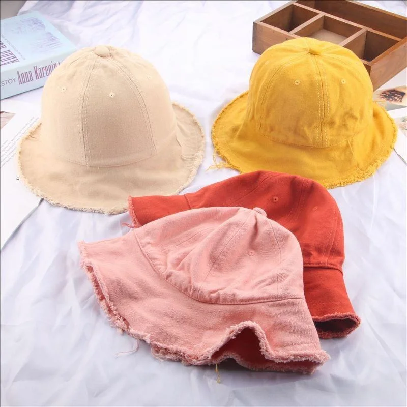 Wholesale Solid Canvas Cotton Anti UV Sun Baby Toddler Bucket Cap