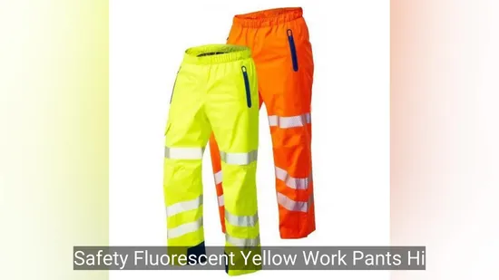 Pantalones de trabajo amarillos fluorescentes de seguridad, pantalones cargo resistentes reflectantes de alta visibilidad