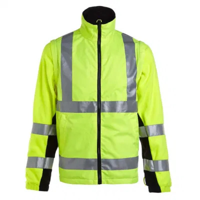 Chaquetas reflectantes Ropa de seguridad vial impermeable de alta visibilidad Chaqueta de trabajo 2 en 1 con mangas extraíbles