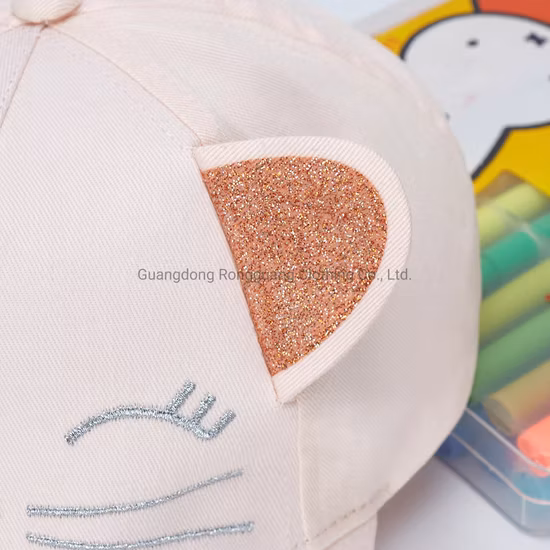 Gorras de béisbol rosadas lindas modificadas para requisitos particulares de Sun de las gorras de béisbol de los niños del bordado ajustable del verano de la primavera